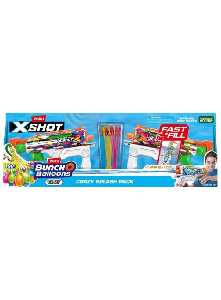 X- SHOT Water Fast-Fill Skins Hyper load 2pk & 100 Crazy Bunch O Balloons (56569)