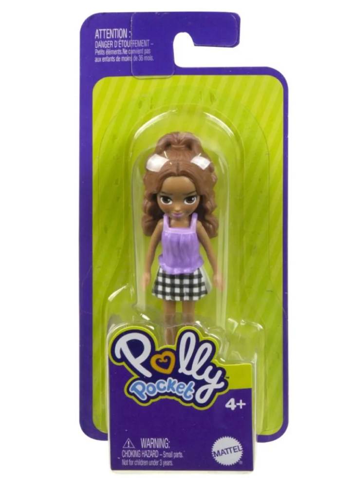 Polly Pocket Impulse Doll Dark Skin Doll with Brown Hair (HHX88)