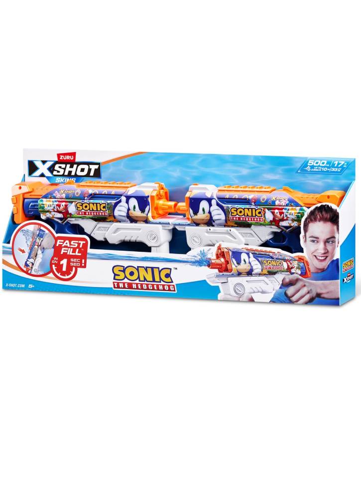 X- SHOT Water Fast-Fill Skins Sonic The Hedgehog Hyperload Water Blaster (2 Pack) (118111)
