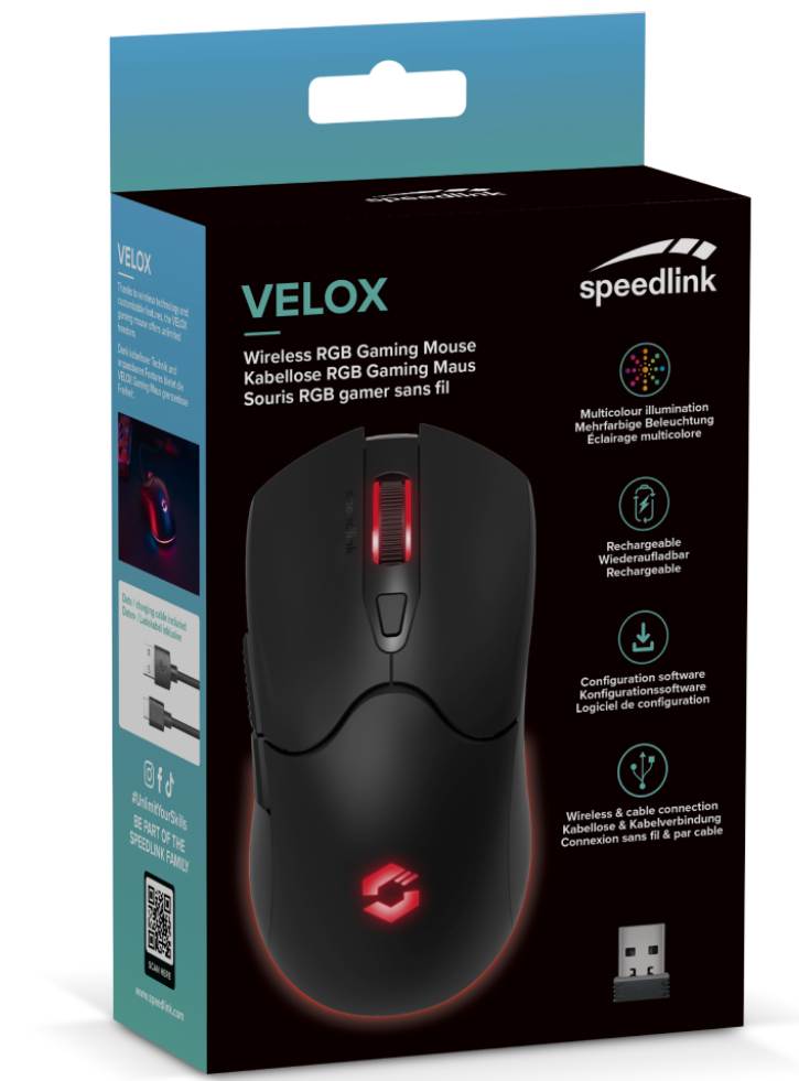 Speedlink VELOX Rechargeable RGB Mouse Wireless Black