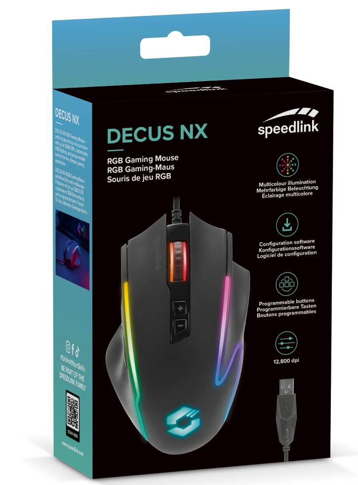 Speedlink DECUS NX RGB Gaming Mouse Rubber-black