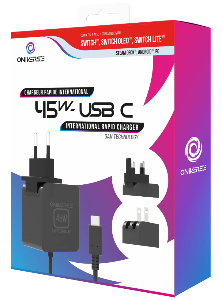 Oniverse Nsw International Fast Charger 45W Black - Nintendo Switch