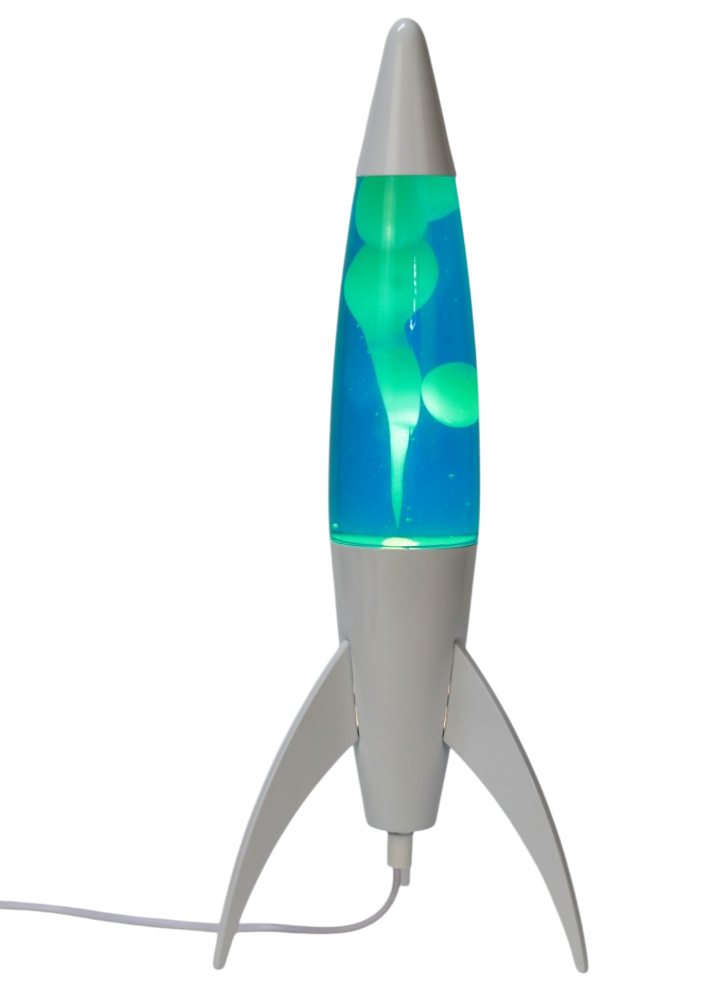 iTotal Rocket Lava Lamp White Base, Blue Liquid and White Wax Blue