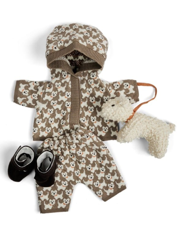 Smallstuff Doll clothing, sweat suit with AO dogs, shoes and dog (40010-45)