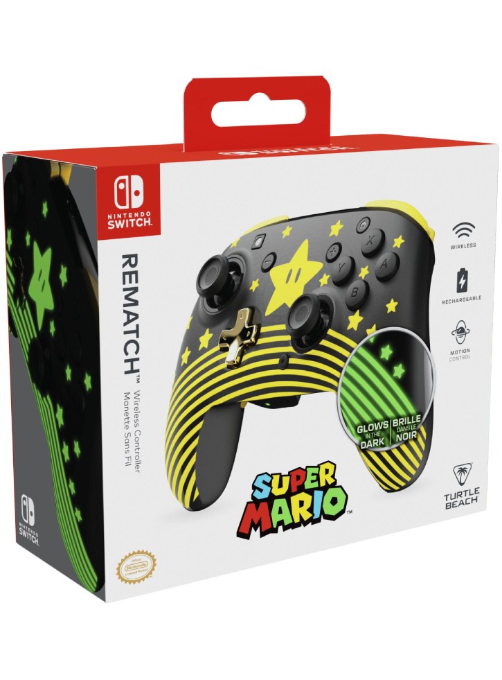 Turtle Beach Rematch Wireless Controller Super Mario Star (Glows in the dark) - Nintendo Switch