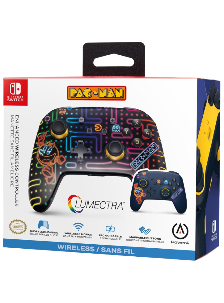 PowerA Enhanced Wireless Controller Lumectra PAC-MAN Neon Arcade - Nintendo Switch