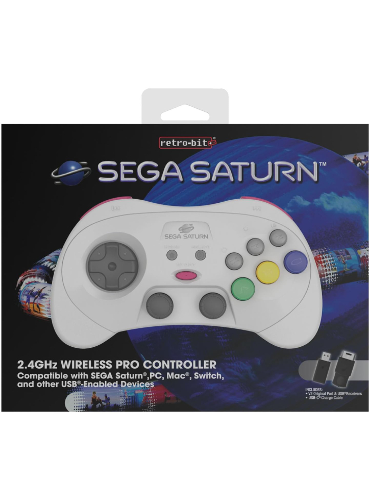 Retro-Bit SEGA Saturn PRO Controller White - PC