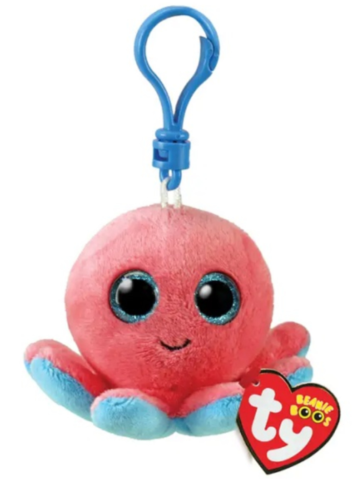 TY Beanie Baby Keychain Bag Clip SHELDON Pink Octobus 8.5cm (1607-35255)