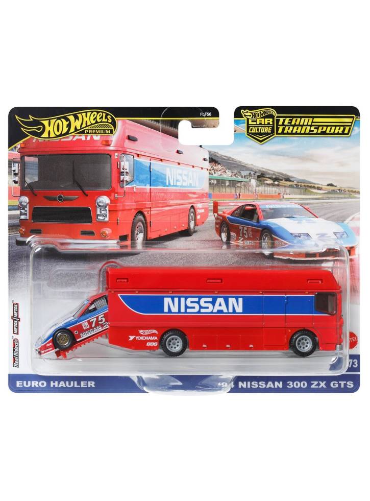 Hot Wheels Team Transport Truck & Race Car, Gift for Racing Collectors (FLF56)