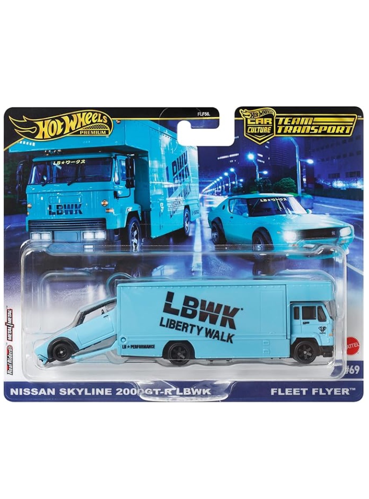 Hot Wheels Premium Car Team Transport Set, LBWK Liberty Walk Nissan Skyline (HRV45)
