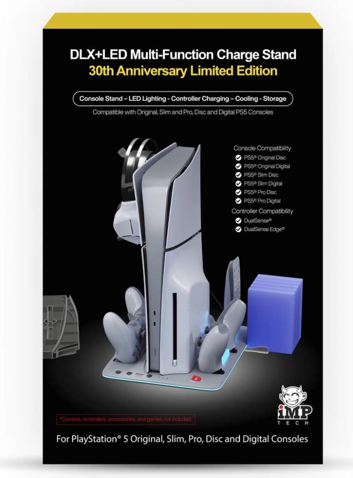 iMP Tech DLX+LED Multi Function Charge and Cool Stand 30th Anniversary Limited Edition Grey - Playstation 5