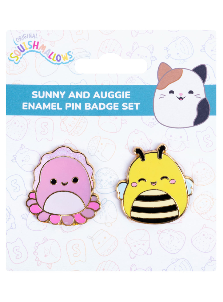 Squishmallows Pin Badges X 2 Sunny & Auggie Vibrant