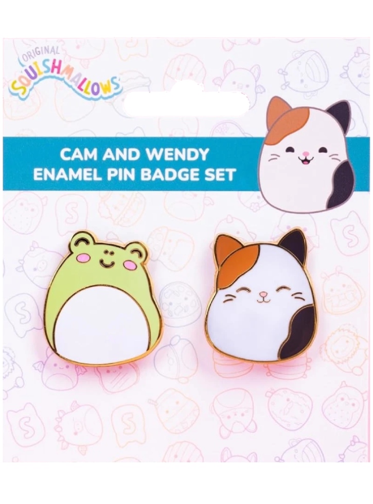 Squishmallows Pin Badges x 2 Cam & Wendy Compact Size