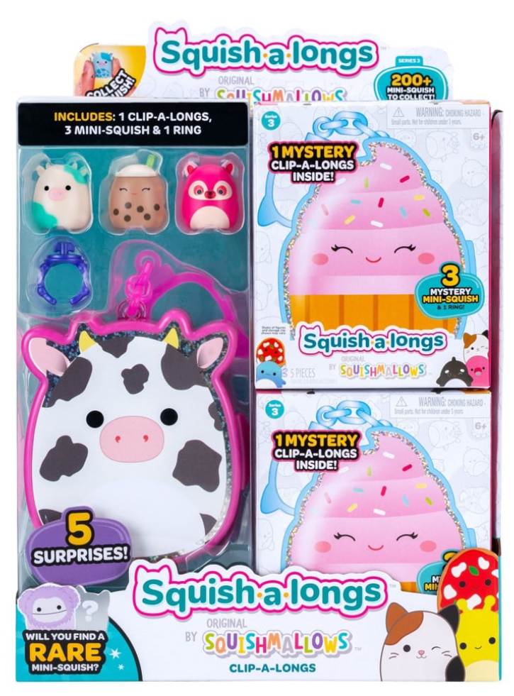 Squishalongs 2.5 cm Clip-a-long 3 Pack S3 Random (2520081)