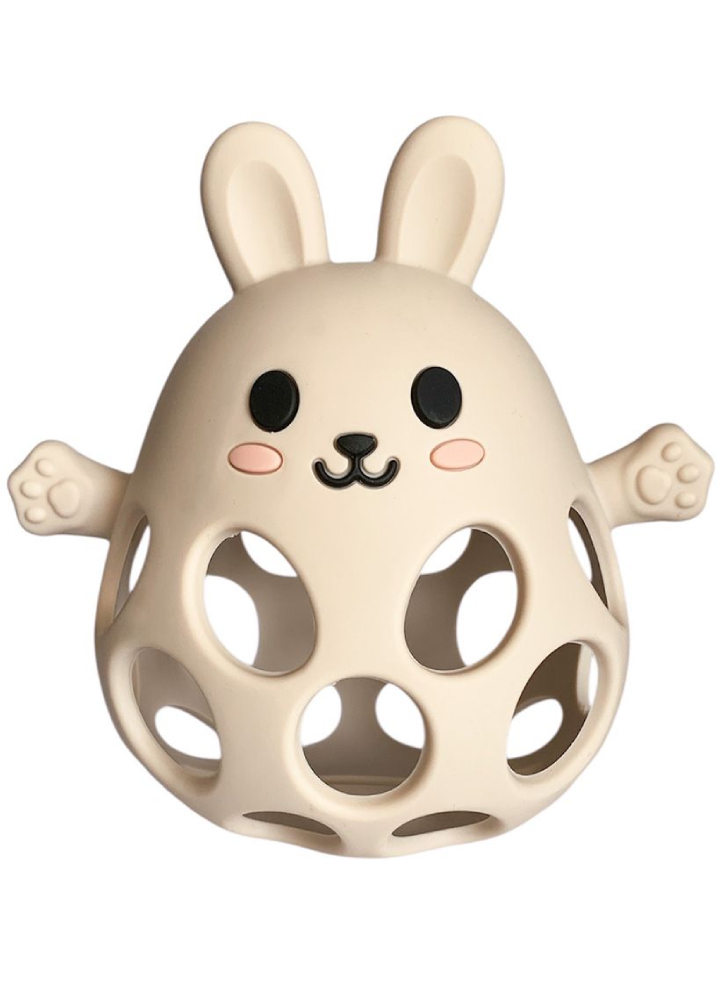 Magni Teether ball with bunny in LFGB Silicone Beige (5731)