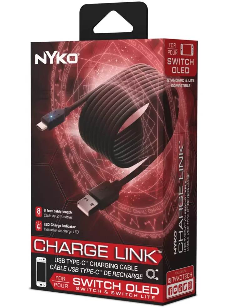 Nyko Charge Link Black 2,44 m - Nintendo Switch
