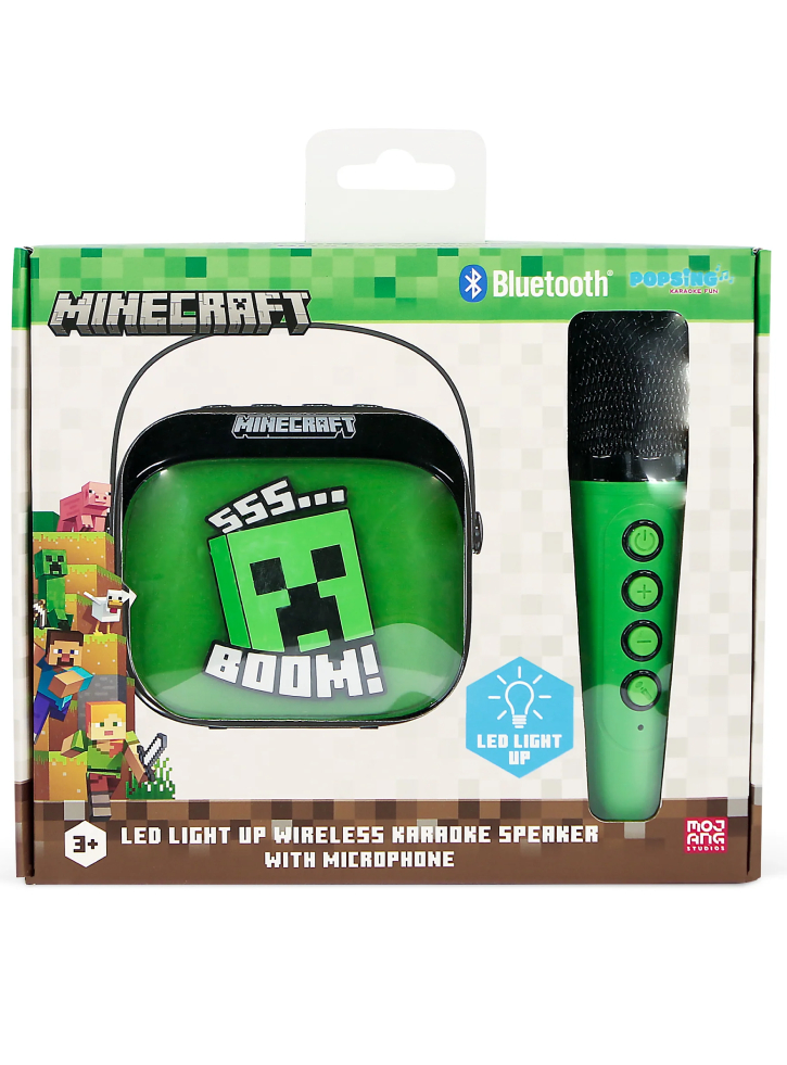 OTL Minecraft Popsing Led Light Up Wireless Karaoke Speaker With Microphone