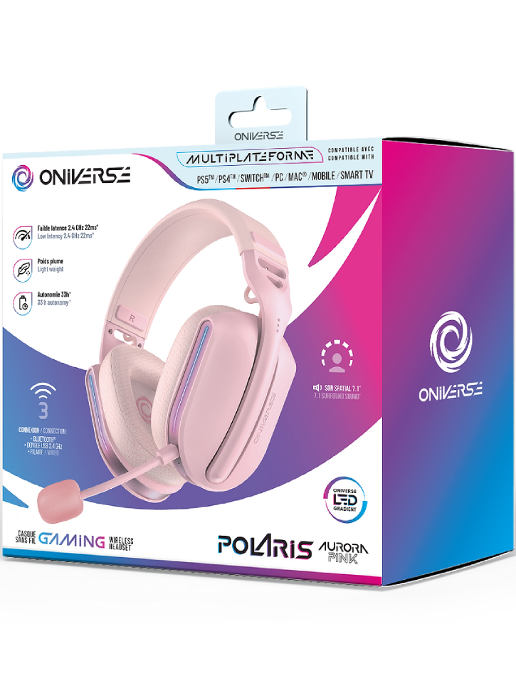 Oniverse Gaming Headset Wireless Polaris Aurora Pink - Playstation 5