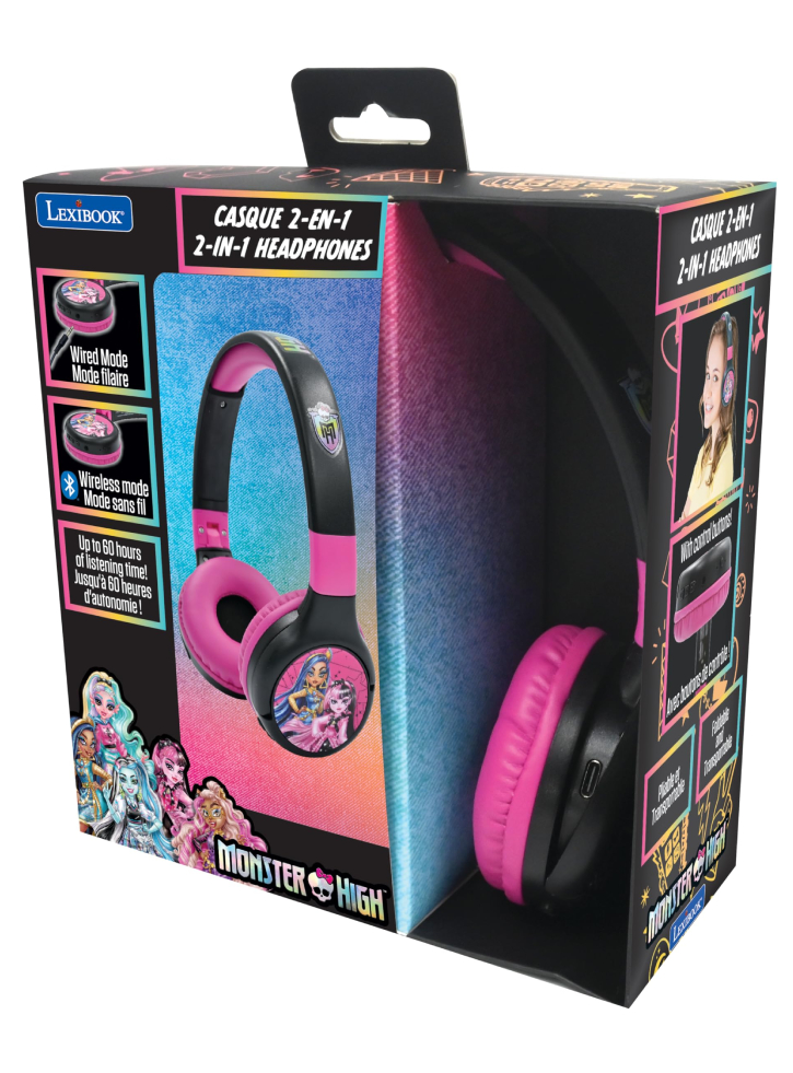 Lexibook Bluetooth Foldable Monster High Headphones (HPBT010MH)