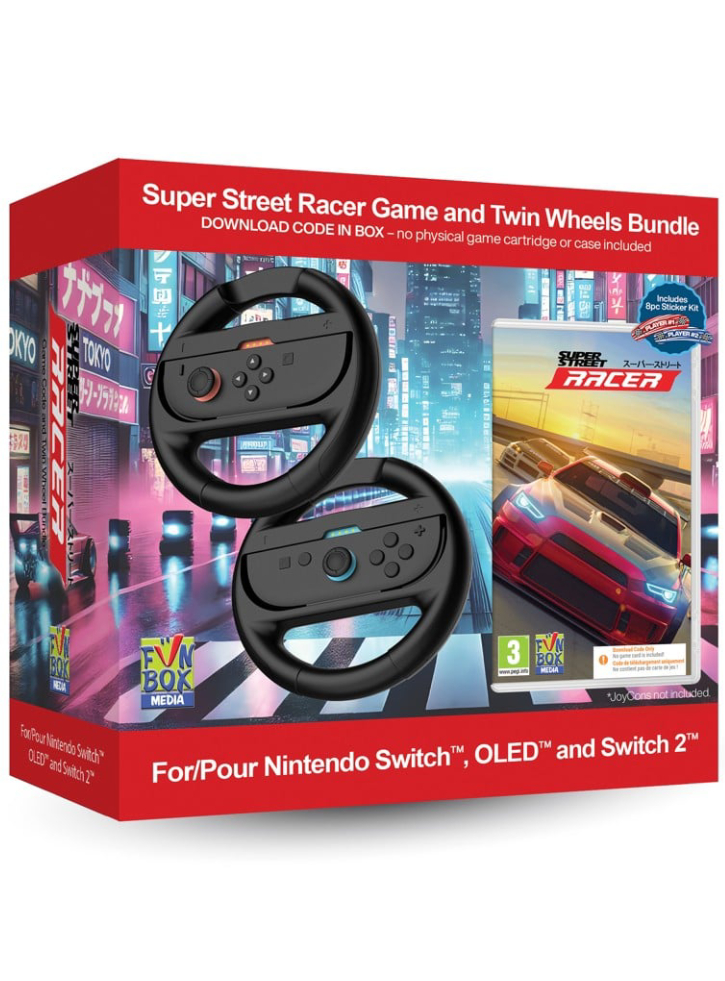 Super Street Racer (Code in a Box) with Twin Racing Wheels Bundle - Nintendo Switch