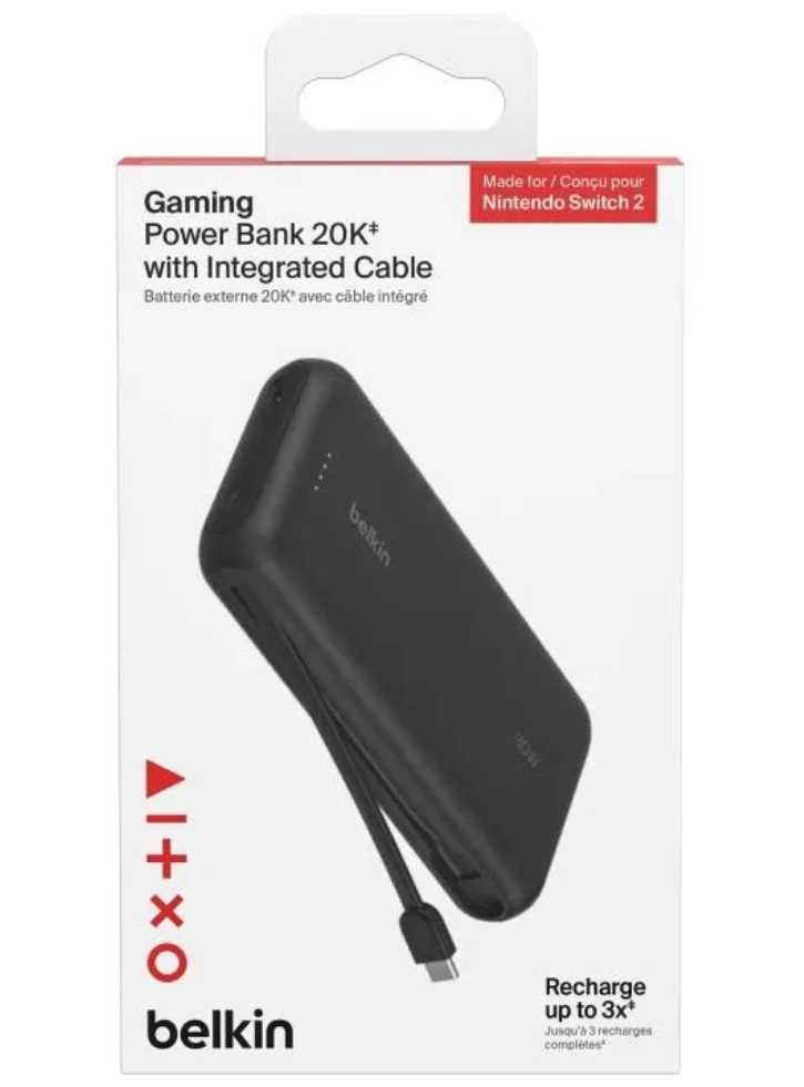 Belkin Gaming 20K 30W PD Power Bank with Integrated Cable - Nintendo Switch 2