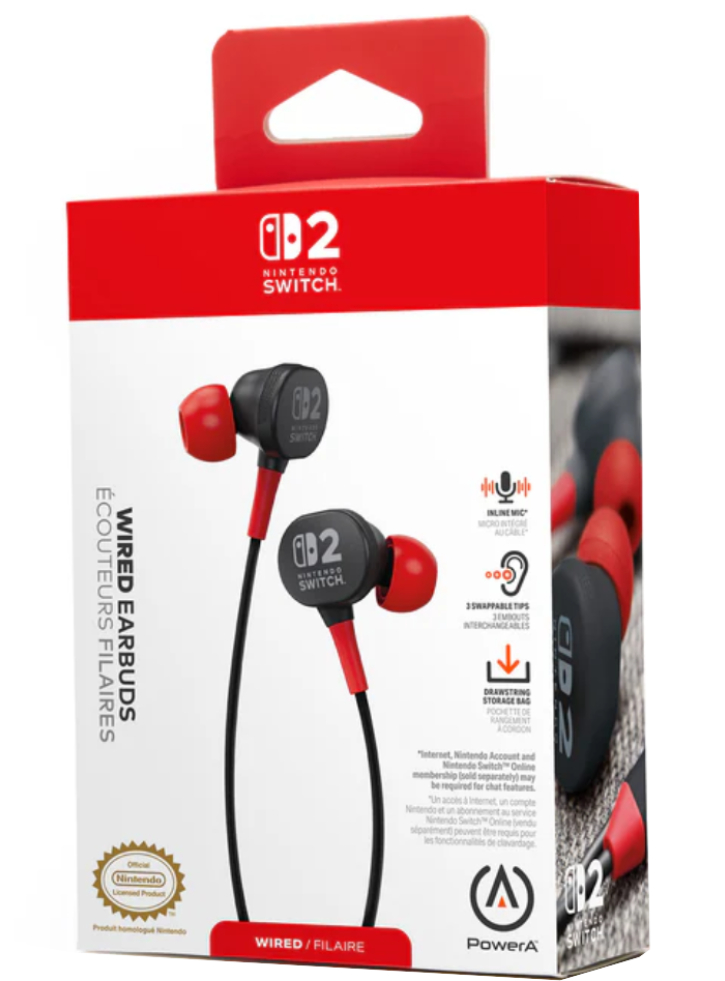 PowerA Wired Earbuds Black - Nintendo Switch 2