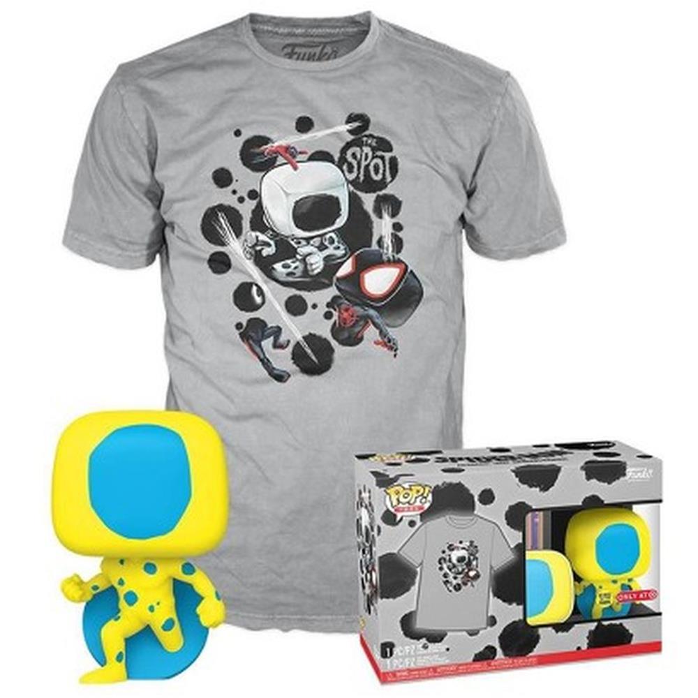 Funko Pop! Spider-Man Across the Spider-Verse The Spot Blacklight Glows in the Dark Figure and T-Shirt XL