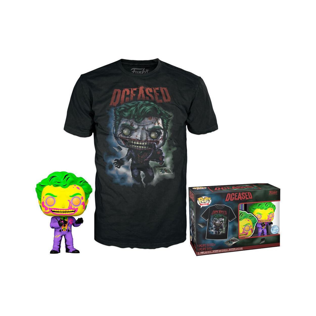 Funko Pop! Comic Cover DC The Joker Blacklight Figure & T-Shirt L