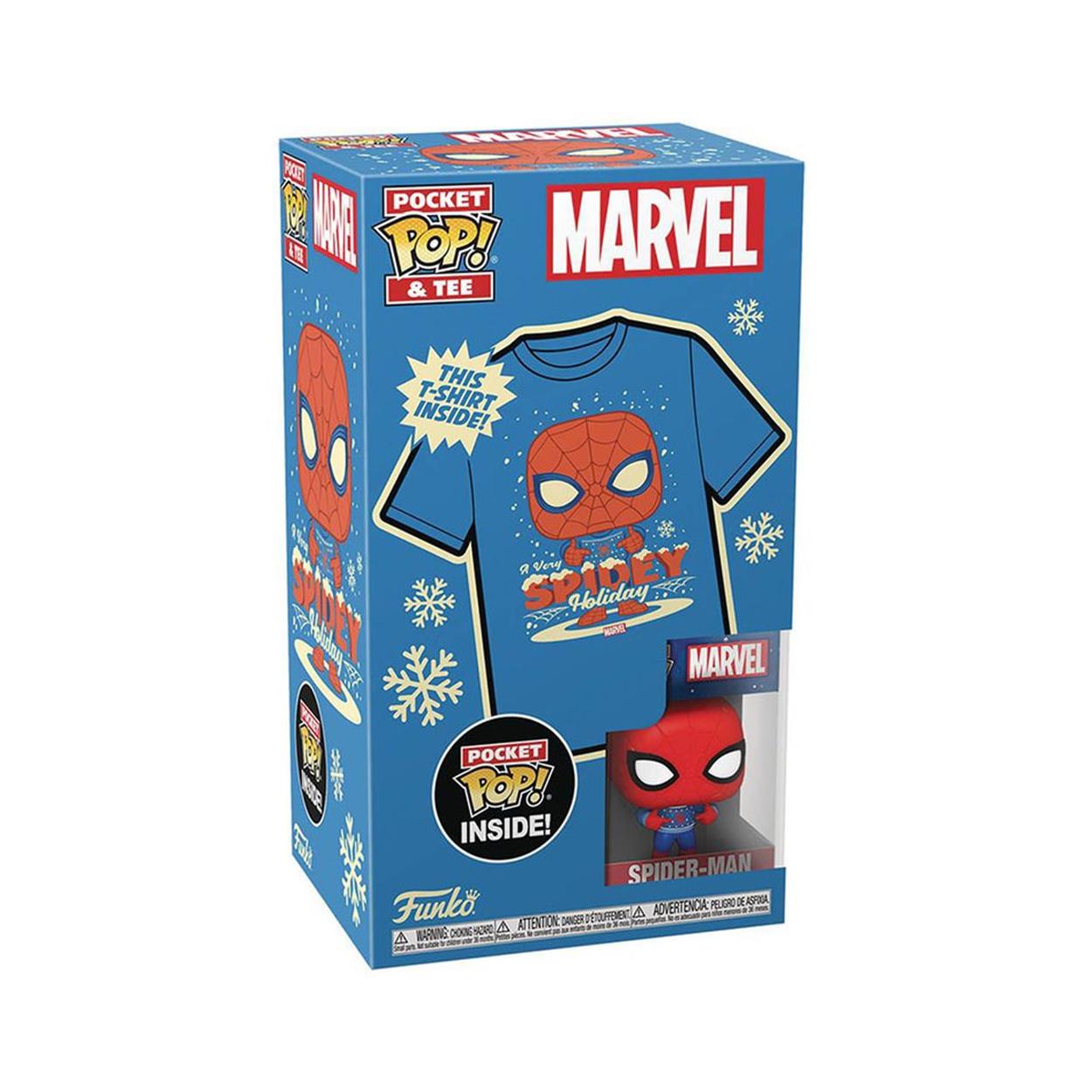 Funko Pocket Pop! Marvel Holiday Spiderman Figure & T-Shirt S Child