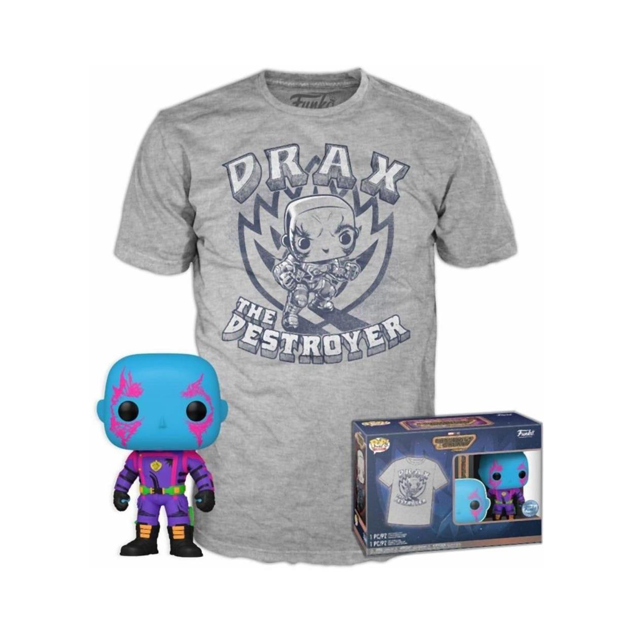 Funko Pop! Marvel Guardians of the Galaxy Volume 3 Drax Blacklight Figure and T-Shirt XL