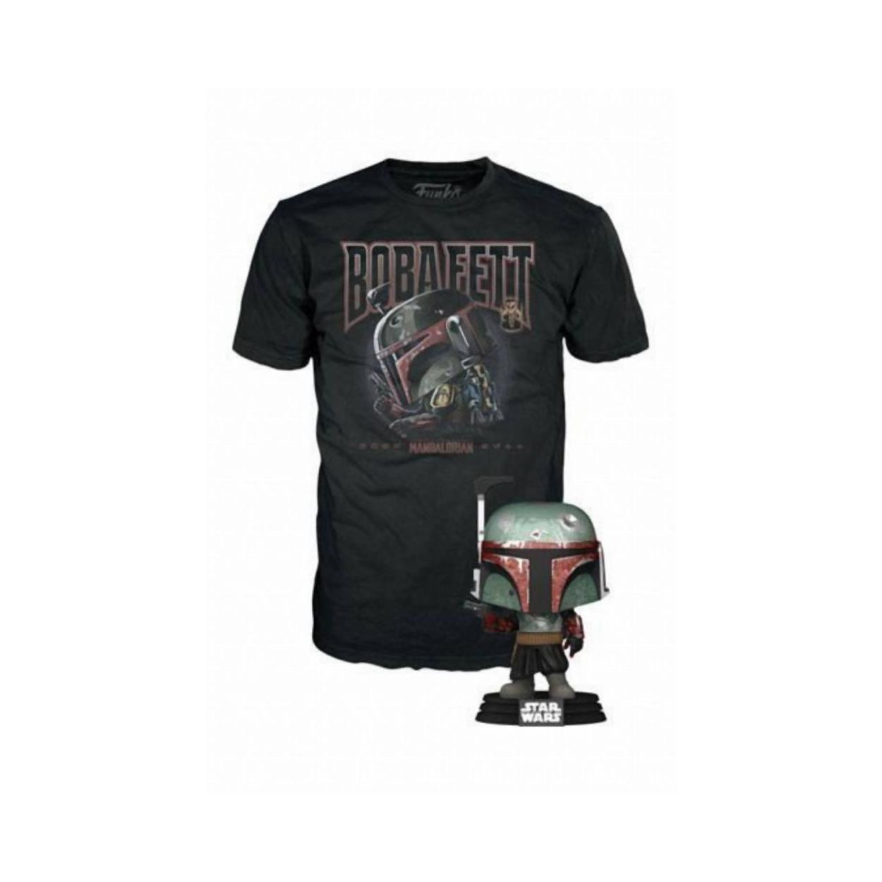 Funko Pop! Star Wars The Mandalorian Boba Fett Figure and T-Shirt M