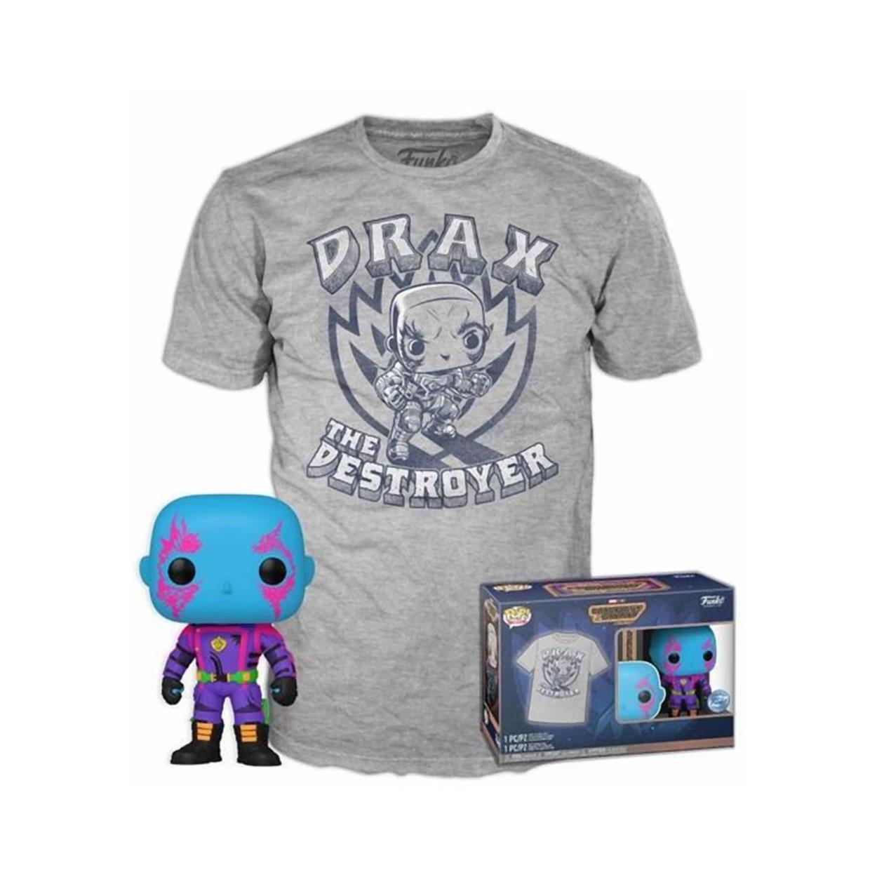 Funko Pop! Marvel Guardians of the Galaxy Drax Blacklight Figure and T-Shirt S