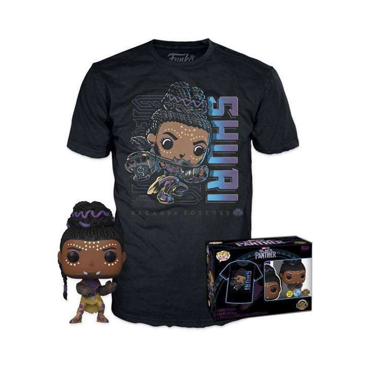 Funko Pop! Marvel Black Panther Shuri Glows in the Dark Figure & T-Shirt S