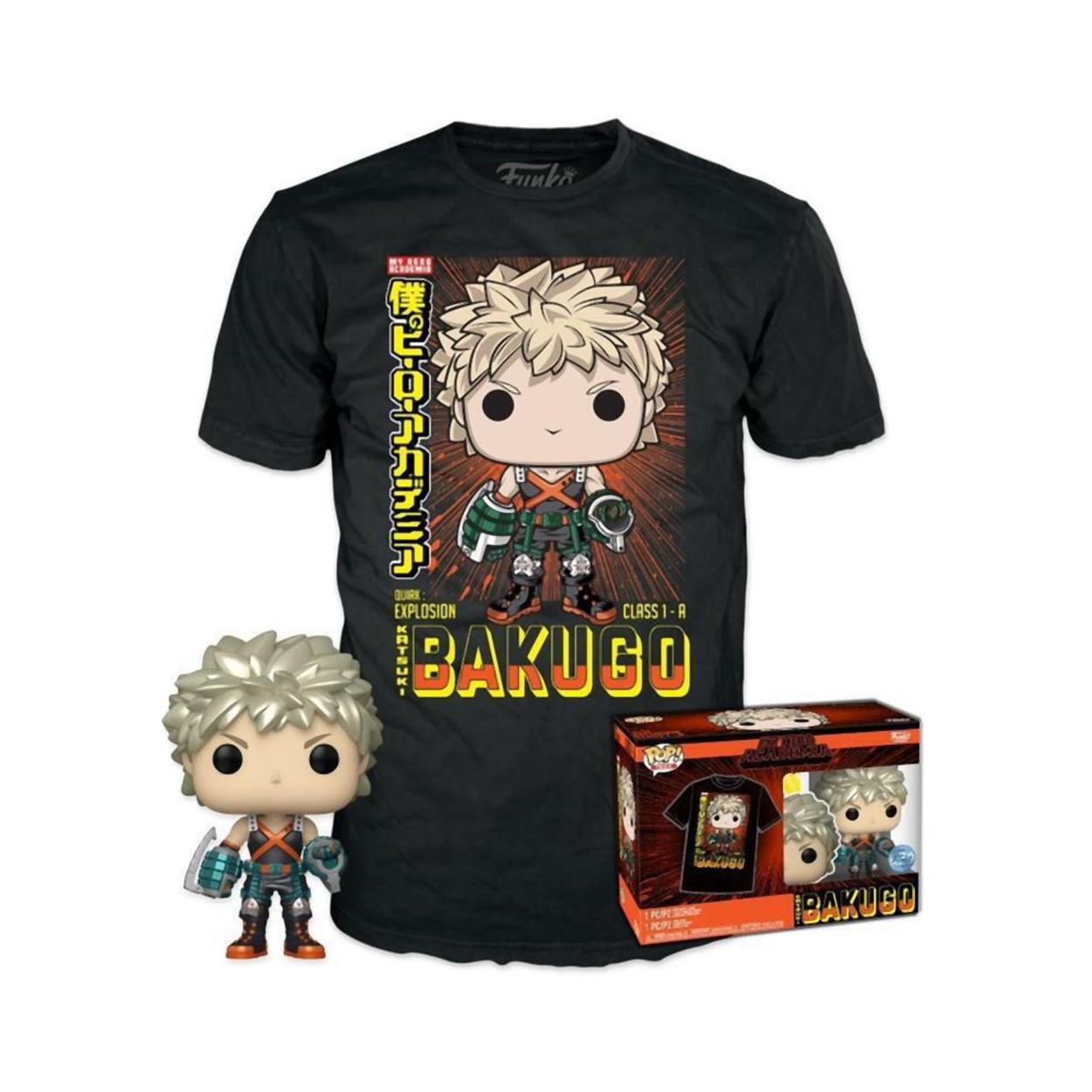 Funko Pop! My Hero Academia Katsuki Bakugo Metallic Figure & T-Shirt M