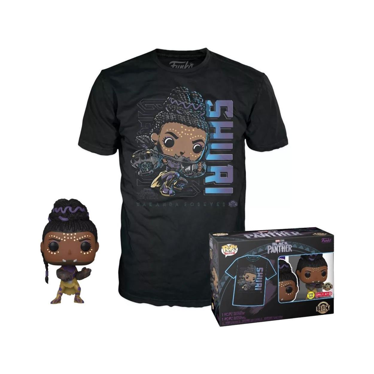 Funko Pop! Marvel Black Panther Shuri Glows in the Dark Figure & T-Shirt M