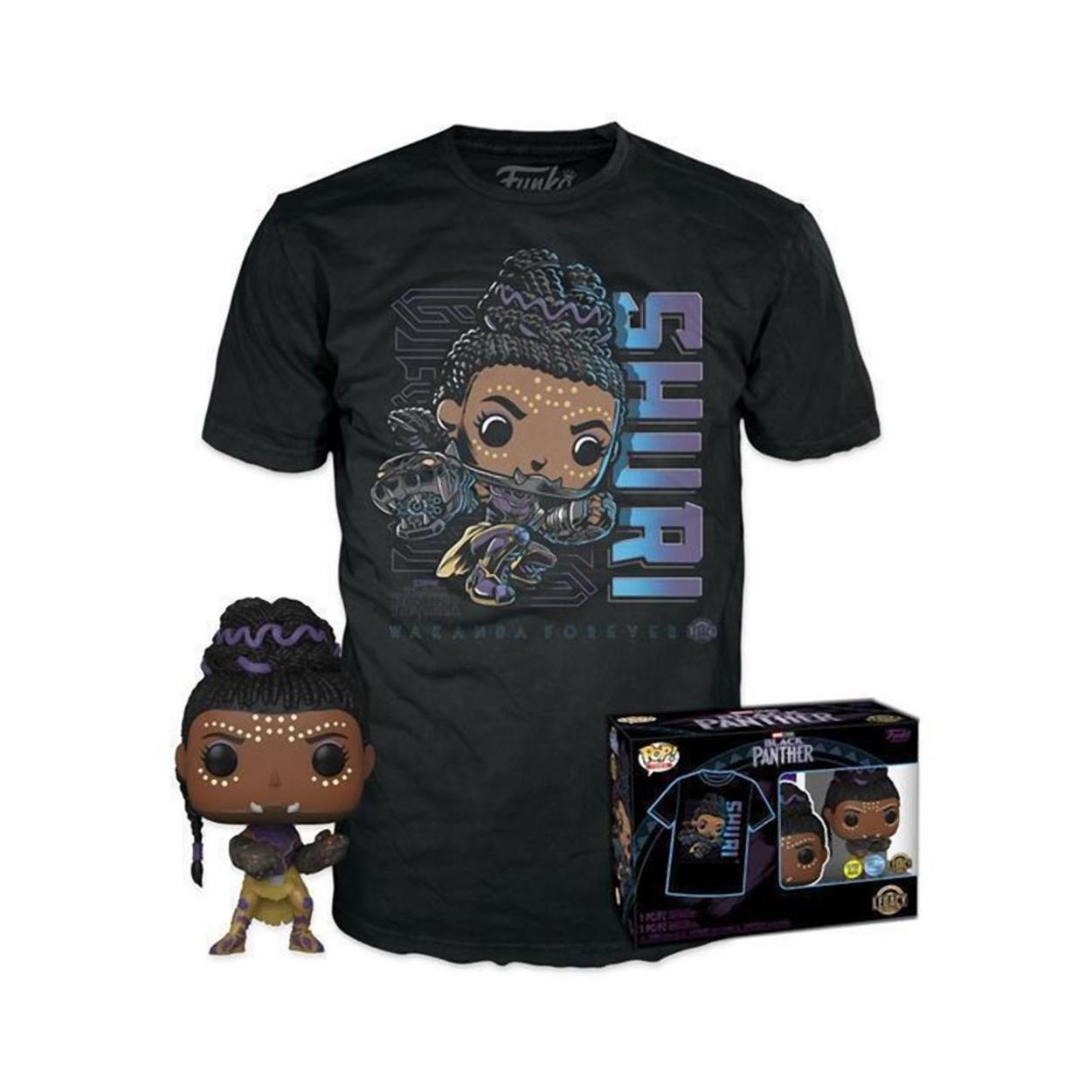 Funko Pop! Marvel Black Panther Shuri Glows in the Dark Figure & T-Shirt L