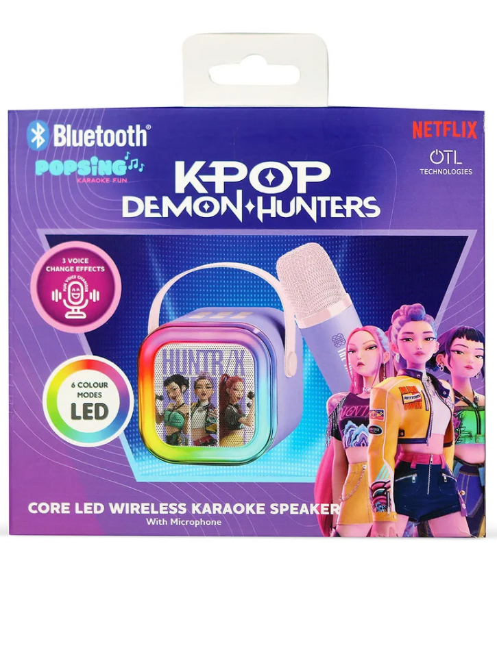 OTL KPOP Demon Hunters Popsing LED Light Up Wireless Karaoke Speaker with Microphone Purple