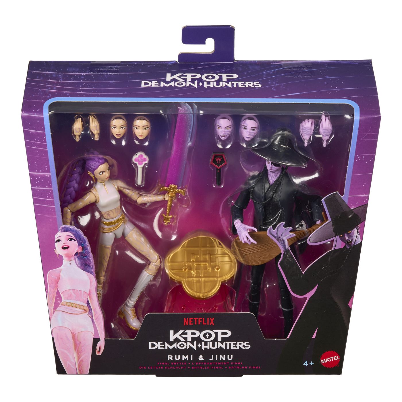 KPOP Vanatori de Demoni Set 2 Figurine Rumi si Jinu cu Accesorii 15cm